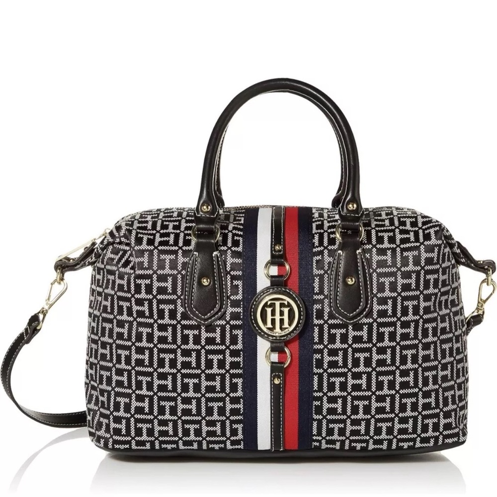 Tommy Hilfiger Jaden Satchel Crossbody Bag, Black/White